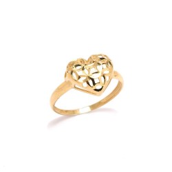 Anel Cora��o Vazado em Ouro 18 Kilates - 23791